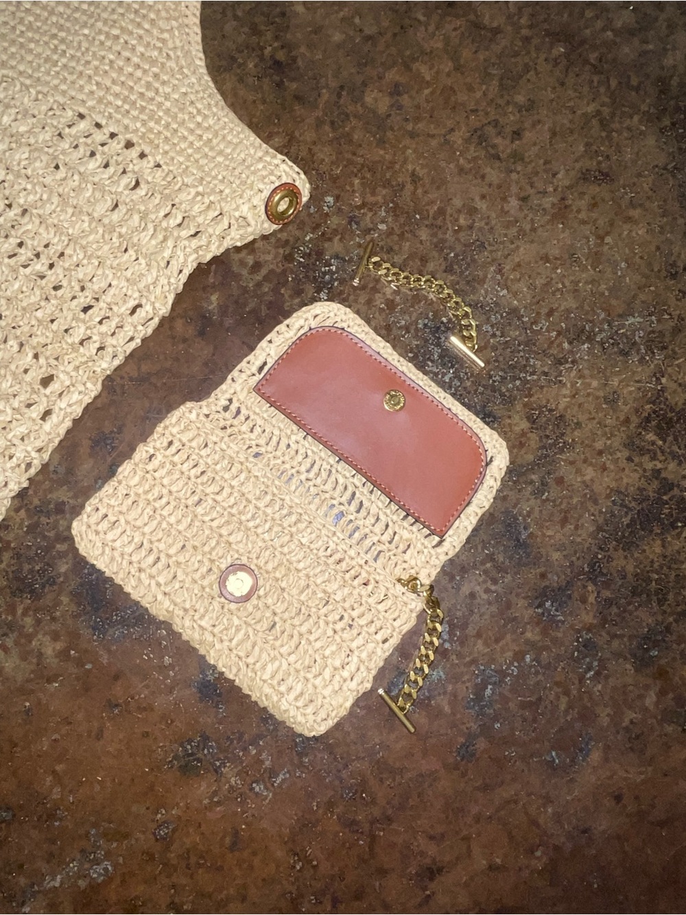 Saint Laurent Beige Crochet Tote with Metallic Logo and Pouch - Picture 5 of 12